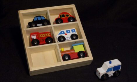 Wooden Toy Cars in a Box